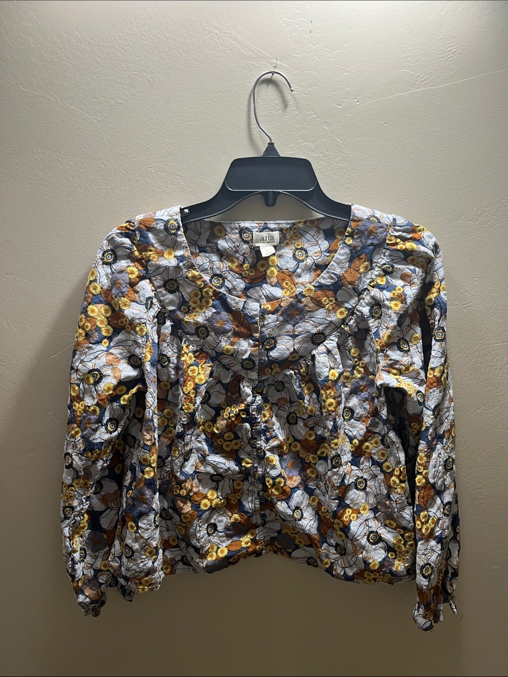 Yellow Floral Peasant Blouse